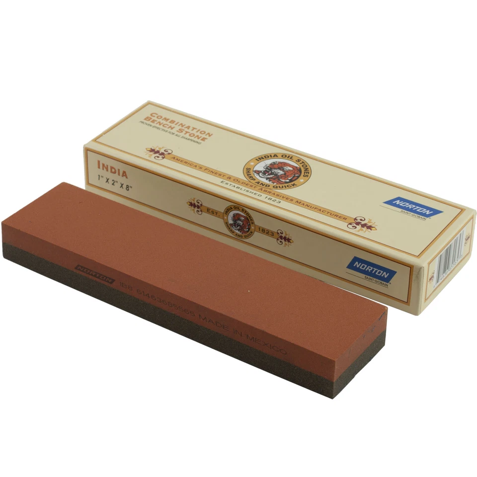Combo piedra de afilar Norton India Alundum 8" grano fino grueso Foto 1 de 1