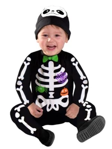 MINI BONES Skeleton Fancy Dress Halloween Costume World Book Week Baby Toddler - Picture 1 of 2