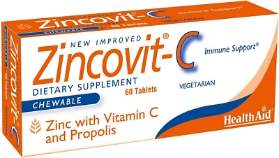 Zincovit - C, Pastillas Masticables de Vitamina C y Zinc con Propóleo, 60Ct, Vegetarianas Foto 1 de 4