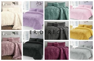 Luxury Cuddles Alaska Teddy Bear Fleece Duvet Cover Warm Long Fur Bedding Set - Picture 1 of 14