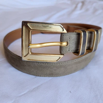 Vintage Escada Grey Suede Gold Tone Buckle Made In Italy Women's Size 36 Belt - Image 1 of 4