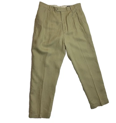Daniel Cremieux Collection Pants Men 36x30 100% Linen Beige Flat Front Trousers - Image 1 of 4