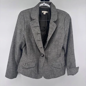 Blazer Coldwater Creek Mujer Talla 10 Gris Tweed Botón Único Forrado Carrera - Imagen 1 de 6