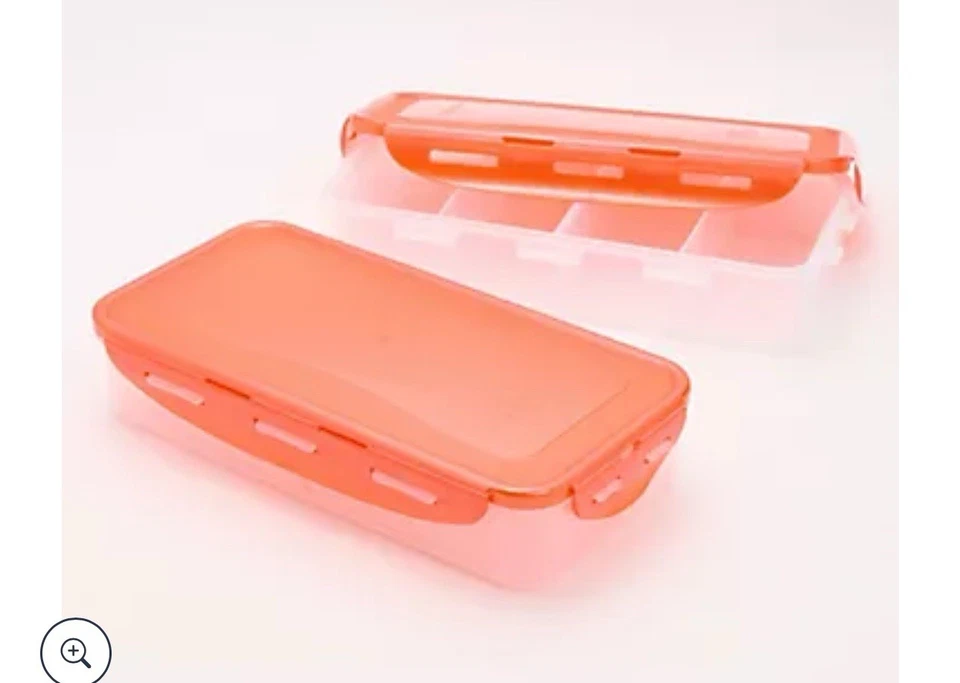 2 Pc. Lockn Lock Set 4 Divider Rectangle Storage With Removable Trays NEW Red - Image 1 of 1