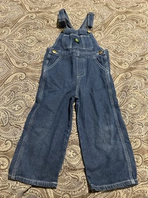 John Deere Blue Denim Kids Youth Overalls Size 4t - Image 1 of 4