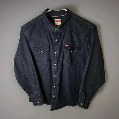 Wrangler Men’s XXL Dark Denim Western Pearl Snap Button Up Cowboy Western - Image 1 of 4