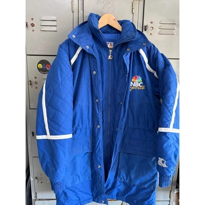 Rare Vintage 90s NBC Sports Starter Embroidered Coat W/ Hood NBA On NBC Sz M  - Image 1 of 4