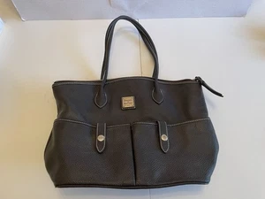 Dooney & Bourke Womens Florentine Black Pebbled Leather, 3 Pocket Satchel Purse - Picture 1 of 17