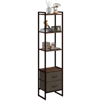 HOMCOM 4-Tier Bookshelf Bookcase with 2 Fabric Drawers for Bedroom Study - Image 1 of 4