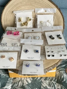 Fashion Earrings Job Lot Bundle Enamel Zircon 10 Pairs Bridal Studs Party - Imagen 1 de 10