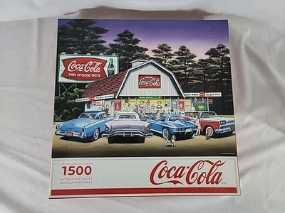 Springbok "Night on the Town" Coca-Cola Coke 1500 Piece Jigsaw Puzzle -FREE SHIP - Image 1 of 4