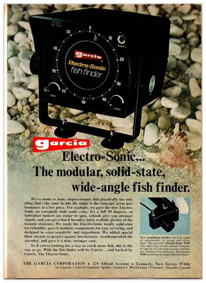 De colección Original 1973 - Garcia Electro-Sonic Fish Finder - Anuncio impreso (11 pulgadas x 8 pulgadas) Foto 1 de 1