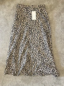 Mango Satin Leopard Print Midi Skirt - Picture 1 of 1