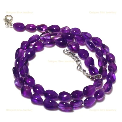 Halloween Deal 925 Silver Oval February Amethyst Gemstone Beaded Wife Bracelet - Image 1 of 4