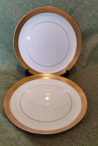 Vintage Royal Worcester Durham Gold Rimmed Lipped Plate x2 - 23cm - Picture 1 of 4