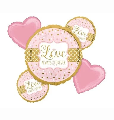 Anagram #34456  - LOVE ALWAYS & FOREVER Balloon Bouquet Party Wedding- 5pc - NEW - Image 1 of 2