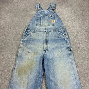 Carhartt Dungarees Womens 34x30 Blue Overalls Bib Denim Carpenter Work Wear Lady - Picture 1 of 11