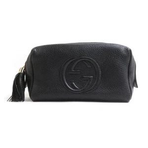 Gucci Pouch Interlocking G Leather Black Luxury Accessory - Picture 1 of 5