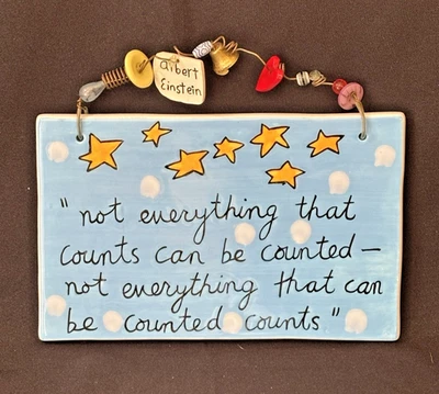 Albert Einstein Inspirational Quote Beaded Wall Hanging VTG Magsamen Ceramic - Image 1 of 4