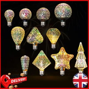 4.5W Vintage Edison Bulb 3D Colorful Firework Light Bulb Star Shine Decoration - Picture 1 of 30