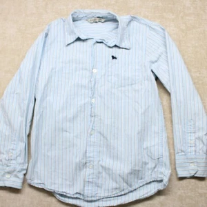 Old Navy Button Up Shirt Youth Boys XL Blue Striped Long Sleeve Pocket Logo - Picture 1 of 6