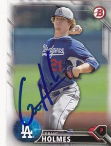 GRANT HOLMES LOS ANGELES DODGERS SIGNED BOWMAN BASEBALL CARD ATLANTA BRAVES - Picture 1 of 1