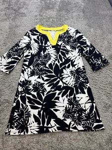 Emma & Michele Dress Womens Medium Black Floral 3/4 Sleeve Geometric Stretch - Picture 1 of 9