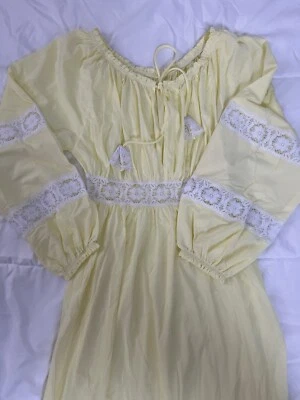 Vintage Gilead Nylon Dress Yellow Size Small Boho Nightgown Maxi - Image 1 of 4
