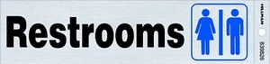 Restrooms Sticker Door SIGN 2" x 8" Adhesive rest bath room rooms Hillman 839826 - Picture 1 of 3