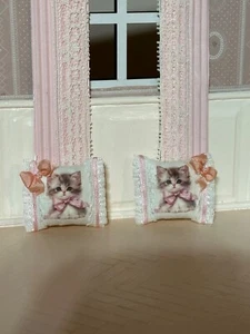 Dollhouse Miniature 1:12 Artisan made Kitten pillows - Picture 1 of 10