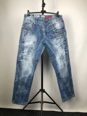 Raro Kosmo Lupo Azul Japonés Denim Para Hombres Talla 34 y2k Japón Opio Bolsillo Distress Foto 1 de 4