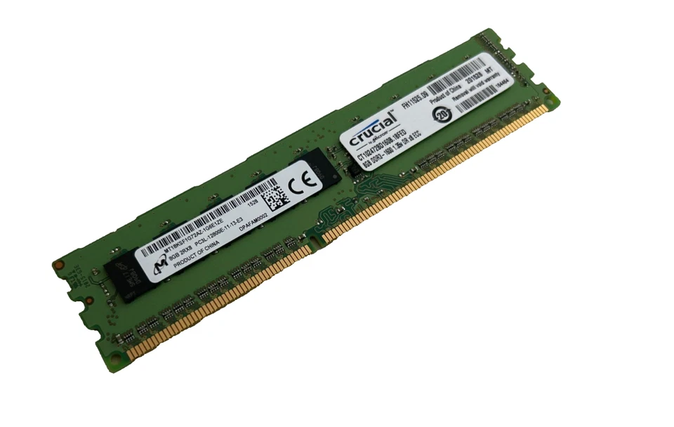 8 GB DDR3 ECC UDIMM RAM Unbuffered | Crucial CT102472BD160B.18FED | PC3L-12800E - Bild 1 von 1