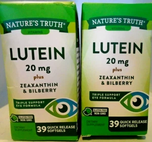 2 Nature's Truth LUTEIN 20mg + Zeaxanthin/Bilberry 39ct ea Exp 2026 - Picture 1 of 2