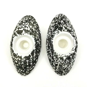 2 Vintage Shawnee Pottery Kenwood Candle Holders White Black Confetti Glaze  - Picture 1 of 7