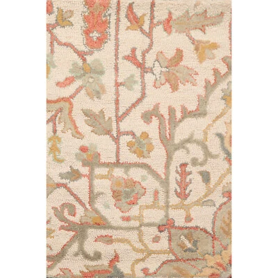 2' x 3' set of two Handmade 100% Wool Transitional Oriental Area Rug Beige, sage - Image 1 of 4
