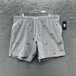 Tommy Hilfiger Board Shorts Mens XXL Grey Stripe Sailing Flag Swim Wear Trunks - Picture 1 of 16