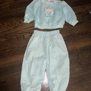 VTG 60s 70s Toddler Girls Pant Set  Outfit Sea Green Kei Kai Kawaii Fairy 18/24m - Picture 1 of 7