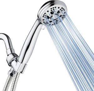 High Pressure 6-Setting 3.5" Chrome Face Handheld Shower with Hose for the Ul... - Picture 1 of 12