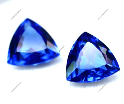 17.50 Ct Natural Blue Tanzanite CERTIFIED Trillion Cut Loose Gemstone Pair — 第 1/4 张图片