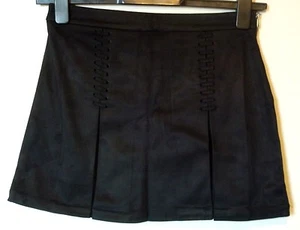 Forever 21 Twenty One Faux Suede Whip Stitch Skirt 8/10 Uk BNWT RRP £23.95 Black - Picture 1 of 5