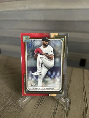 2023 Topps Museum Collection Sandy Alcantara Ruby Parallel 24/50 #15 Marlins - Image 1 of 3