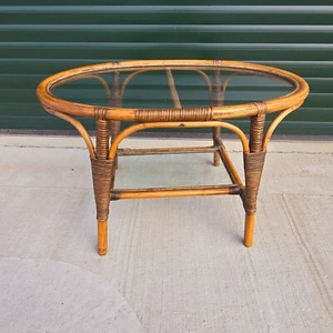 Vintage Angraves "Invincible" Bamboo Oval Coffee Table Retro Bo Ho Tiki - Picture 1 of 22
