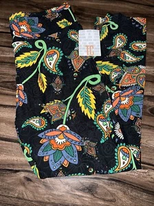 Lularoe TC Tall & Curvy Leggings Floral Black Green Large Paisley Unicorn 🦄 New - Picture 1 of 9