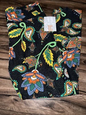 Lularoe TC Tall & Curvy Leggings Floral Black Green Large Paisley Unicorn 🦄 New - Image 1 of 4