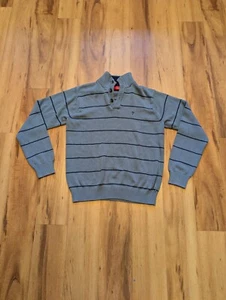 Izod Sweater Mens Medium Blue Henley Knit Long sleeve - Picture 1 of 8