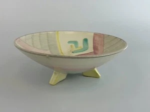 Artisan Studio Signed Pottery Pastel Hand Painted Footed Deco Style Bowl Vessel - Picture 1 of 6