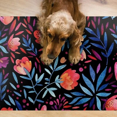 Hunde Katzen Napfunterlage Fressnapf Matte für Schüssel Florales Muster - Bild 1 von 4