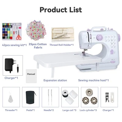 505A 12 Stitches Electric Sewing Machine Mini Household Double Thread Sewing - Bild 1 von 4
