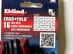 eklind 25016 combo hex key set 16pc fractional/metric - Picture 1 of 2