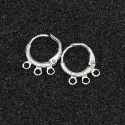 Sterling Silver Leverback Ear Wires Hoop with Open Rings Earring Findings A5280 - Image 1 of 4